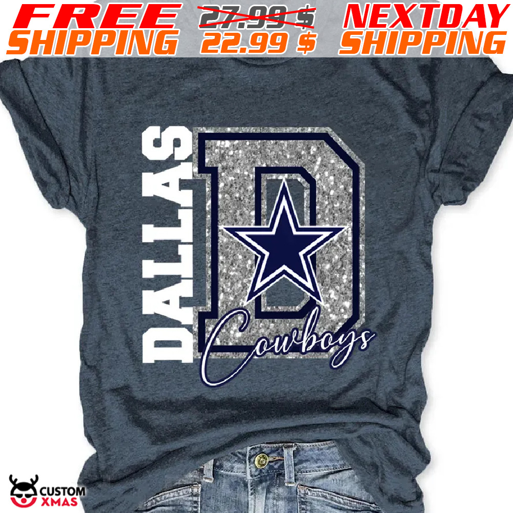 DALLAS COWBOYS GL SHORT SLEEVE TOP WITH LINED FLIP-SEQUIN SLEEVES, Dallas  Cowboys Gear For Women